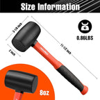 ValueMax 8oz Rubber Mallet Hammer, Fiberglass Handle, Double-Faced Soft Mallet, Soft Blow Tasks without Damage for Camping, Flooring, Tent Stakes, Woodworking