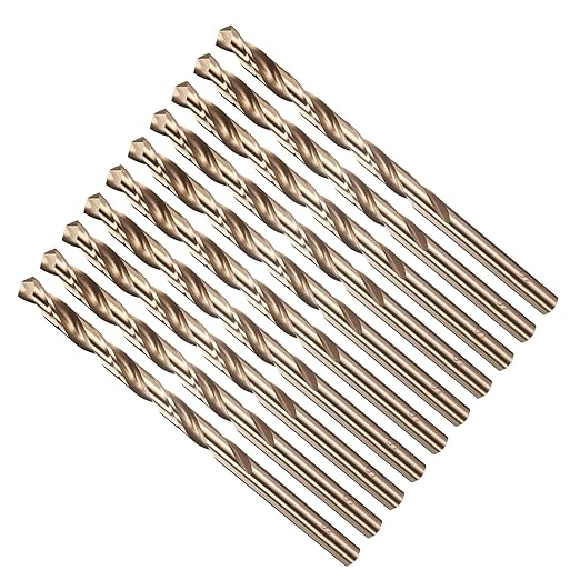 Drill Bit, #4 Cutting Diameter, 4341 HSS Gold Finish 135° Cutting Angle Number Jobber Bits - (Applications: for Drilling Soft Metal Plastic Wood), 10-Pieces