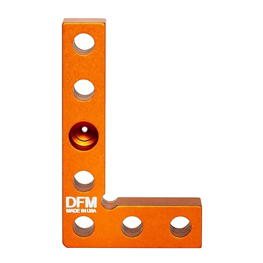 Small Square and Center Finder - Mini Square Tool with 11/32" Center Marking Hole Woodworking, Carpenter Engineering Square, Center Marking Tool, Made in USA - Orange