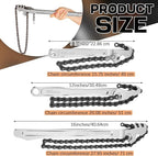 Lasnten 3 Pcs Large Reversible Chain Oil Filter Wrench with 12 16 9 Inch Chain Wrench Adjustable Heavy Duty Carbon Steel Sturdy Pipe Fitting Tool Spanner for Ratcheting Universal(Silver)