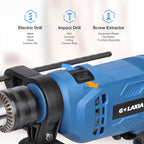 Hammer Drill, 4.5A 1/2 Corded Hammer Kit, 0-3000RPM Variable Speed Impact Drill with 105pcs Drill Bit Set, Carrying Case Included