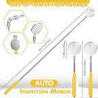 1 Pcs Telescoping Inspection Mirror Mechanics Automotive Tool with Long Handle Extendable Mirror on a Stick for Technicians Mechanics Contractors Checking Observation(Yellow,Round)
