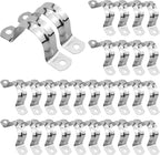 30PCS M32 Rigid Pipe Strap 1-1/4 Inch Two Hole Strap U Bracket Stainless Steel Tube Strap Tension Clip Clamps Heavy Duty Pipe Clamp U Clamp U-tube Clamp