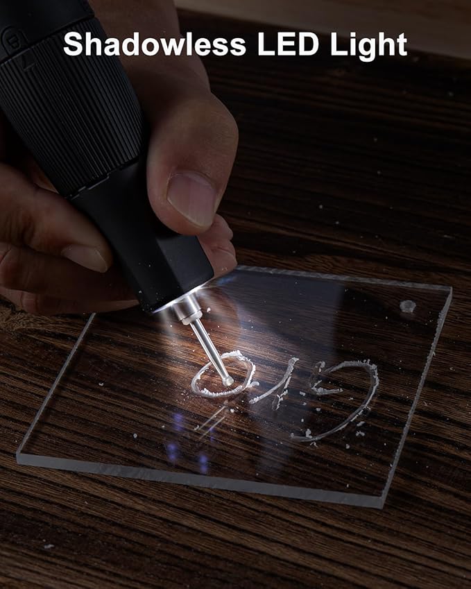 GROWNEER Mini Cordless Rotary Tool Kit, 8V Rechargeable Rotary Tool, 5 Speeds, 117 Pcs Multi-Purpose Power Brushless Rotary Tool with Lights for Polishing, Sanding, Drilling, Engraving, DIY, Pet Nails