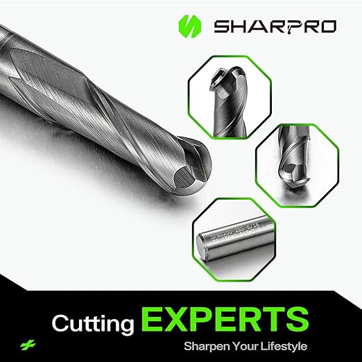 Carbide Ball Nose End Mills 2 Flute 5/16 Inch SHK. and Cutting Dia. 3D Carving, High-Speed and Deep Cutting, AlCrN Coated, Apply for Alloy Steel, Stainless Steel and Various Cast Iron. (3PCS)