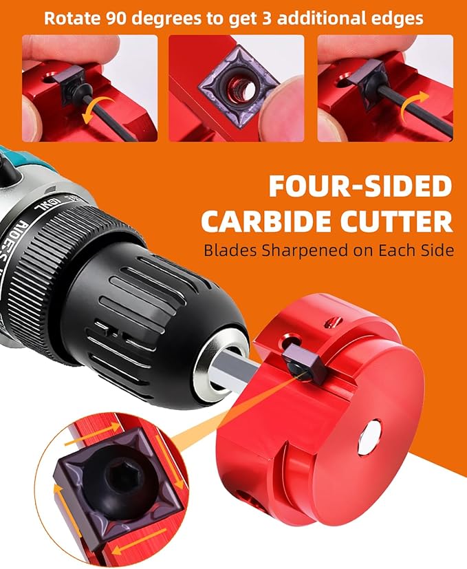 6 Pieces PVC Pipe Fitting Reamer Kit, Plastic Pipe Reamer Tool with 3/4", 1", 1-1/2", 2", 3", 4", PVC Fitting Saver for SCH40, ABS, CPVC Pipe, Fit into Standard 1/2" Drills