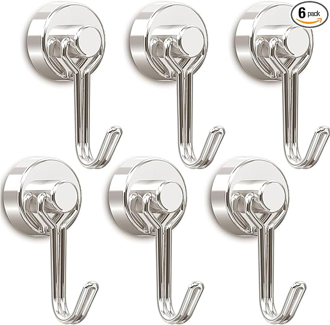 Tohoer Magnetic Hooks, Neodymium Magnets Hook Heavy Duty 30LBS with Rust Proof for Fridge, Refrigerator, Oven, Grill, BBQ, Key, Tools Holder, Utensil, Kitchen, Outdoor, Magnet for Hanging Wreaths