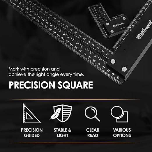Precision Square Ruler for Measuring and Marking - Aluminum Steel Framing Tool for Professional Carpentry Use (8 Inch (New))