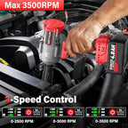 SEYVUM Cordless Impact Wrench, 1/2” Max Torque 600 Ft-lbs / 800 N.m Powerful Impact Gun, 20V 3500RPM Electric Impact Driver, 2 x 4.0Ah Battery & Fast Charger, 6 Impact Sockets, Carrying Case Included