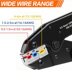 Wire Crimping Tool for Insulated Electrical Connectors- AWG 22-10 Ratchet Wire Crimper Tool- Racheting Wire Crimps for Insulated Connectors and Terminals