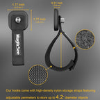 Updated 4 Pack Heavy Duty Magnetic Hook Straps for Extention Cords, Powerful Cruise Garage Storage Hook Ties for Hanging Cables, Garden Hoses Ropes, Workshop Tool Box Magnet Organize Hangers for Tools