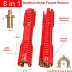 Faucet and Sink Installer（8-in-1）Multi-purpose Wrench Plumbing Tool for Toilet Bowl/Sink/Bathroom/Kitchen Plumbing Repair Installation Hand Tools(red)