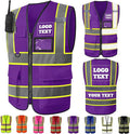 Custom Safety Vest Logo High Visibility Work Vests for Men Customize Hi Vis Reflective Construction Workwear