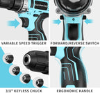 GardenJoy Cordless Power Drill Set: 12V Electric Drill with Battery and Charger, 65pcs Acessories, 3/8"Keyless Chuck, 2 Variable Speed, 24+1 Position, Compact Drill Driver Kit for Home & DIY Project