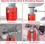 Faucet and Sink Installer（8-in-1）Multi-purpose Wrench Plumbing Tool for Toilet Bowl/Sink/Bathroom/Kitchen Plumbing Repair Installation Hand Tools(red)