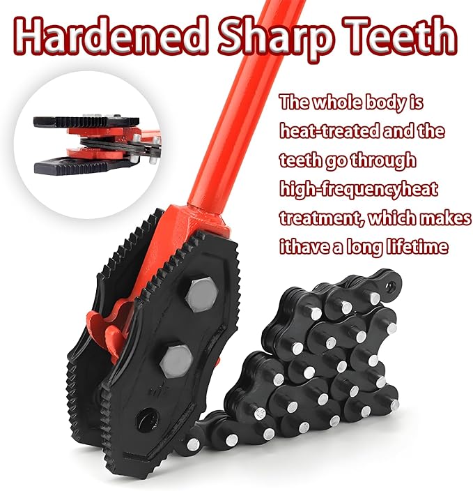 36" Chain Wrench with 29.5" Length of Chain, Heavy Duty Chain Pipe Wrench for Pipe Installation and Maintenance, Fits Max 4-inch Pipe Diameters