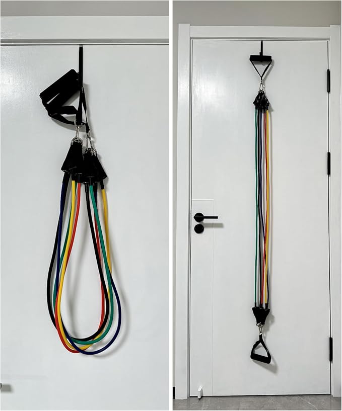 Over The Door Metal Hooks with Plastic Coating 5.5" Fit 0.5" to 1 3/8" Door 4 Pcs Heavy Duty Single Towel Robe Rack Wreath Bathroom Shower Hanger Shoe Organizer Ironing Board Short Black