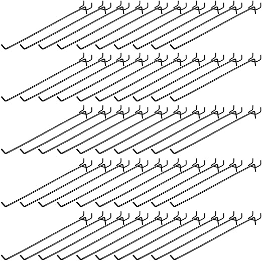 Shimeyao 100 Pcs Peg Board Shelving Hooks Stainless Steel Hanging Board Pegs Wall Display Hooks Bulk for 1/8 1/4 Garage Storage Organizer Accessories(12 Inch,Black)