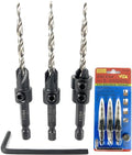 FTG USA Adjustable Wood Countersink Drill Bit Set 3 Pc #8 (11/64"") with Tapered Drill Bit for Woodworking