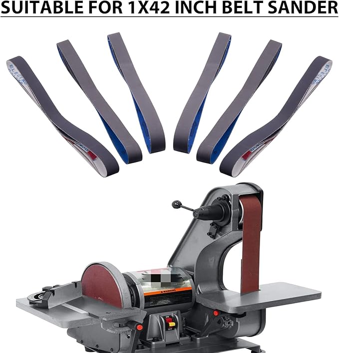 15 Pack 1 x 42 Inch Silicon Carbide Sanding Belts, 1x42 Knife Sharpening Sanding Belt, 5 Pcs Each of 600, 800, 1000 Grits Sanding Belt for Belt Sander