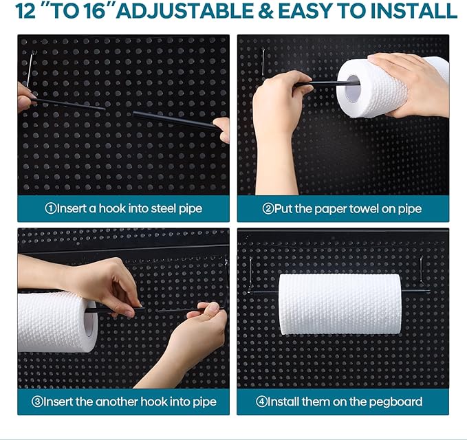 246PCS Pegboard Accessories Organizer Kit,Includes Pegboard Hooks,Bins,Baskets,Paper Towel Holder;Suitable for 1/8 and 1/4 Pegboard,Can be Used for Hanging Tools,Garage Storage,etc. (Black)