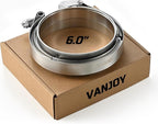 6-Inch V Band Clamp for 2006 6.0 Powerstroke Turbo & Exhaust Pipes – 304 Stainless Steel, One-Click Quick Release, Leak-Proof Design, 1 PCE (6.0)
