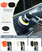WORKPRO Cordless Mini Buffer Polisher, 12V Buffer Polisher for Car Detailing, 5 Variable Speed Up to 3000RPM, Compact Cordless Polisher Kit for Waxing, DIY Projects, Furniture Polishing