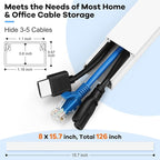 126in Cord Hider Kit, ZhiYo Wire Hiders for TV on Wall, Paintable Cable Management Kit, Wire Cover for Wall Mount TV, Grey Cable Raceway, Cord Cover Wall Wire Management Kit, 8xL15.7in W1.18in H0.67in