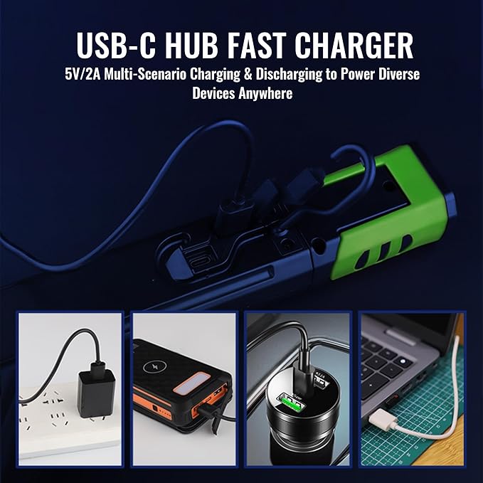 Magnetic Rechargeable Underhood Work Light for Mechanic, 7800mAh 12H, IP65 Waterproof, 360° Rotating, 4 Modes (2700K-6500K), USB-C Fast Charge, for Car Repairing/Garage/Emergency