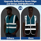 BeautyWill Custom Safety Vest Customized Logo Class 2 High Visibility Reflective Vest with Pockets Construction workwear