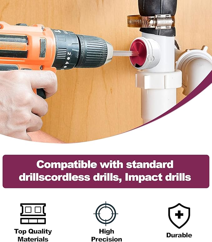 5 Pcs PVC Pipe Reamer Kit, PVC Fitting Saver, Plastic Pipe Fitting Reamer Socket Saver Plumbing Tool Includes 1-1/4'', 1-1/2'', 2'', 3'', 4'' for Schedule 40 Fits Standard 1/2" Drill