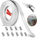 Hose Clamps 20FT Strap+10 Fasteners,DIY Cut-To-Fit 304 Stainless Steel Adjustable Large Worm Gear Band Clamp Assortment Kit,Metal Screw Fasteners and Strapping for Pipe,Duct,Pole,Tube