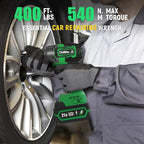 Cordless Impact Wrench, 400Ft-lbs (540N.m) Max Torque, 1/2 Impact Gun w/Brushless Motor, 21V 4.0 Ah Battery, Fast Charger, 4 Sockets, Socket Adapter, Nut Bits and Tool Bag