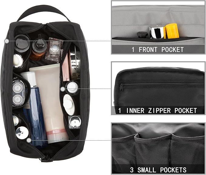 Vorspack Travel Toiletry Bag for Men - Hanging Toiletries Bag Water Resistant Dopp Kit Travel Bag for Toiletries Accessories