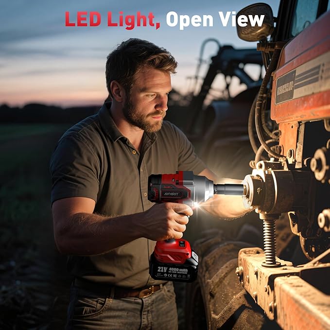 Avrhit Cordless Impact Wrench 1/2 Inch, 1300Nm / 960ft-lbs High Torque Impact Gun with 2x 4.0Ah Batteries, 5 Sockets Electric Impact Driver for Car/Truck RV/Mower