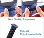 25ft - 3/8 inch PET Expandable Braided Sleeving – BlackBlue – Alex Tech Braided Cable Sleeve