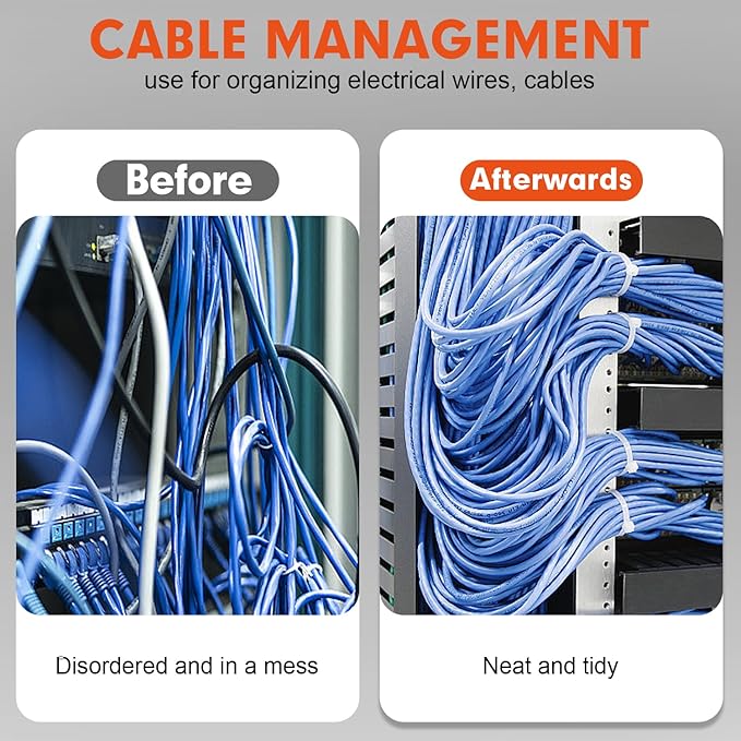 Zip Ties, RAZCC 1200pcs White Cable Zip Ties 8 Inch, Heavy Duty Plastic Wire Ties with 70lb Tensile Strength, Self-Locking White Nylon Tie Wraps for Indoor and Outdoor