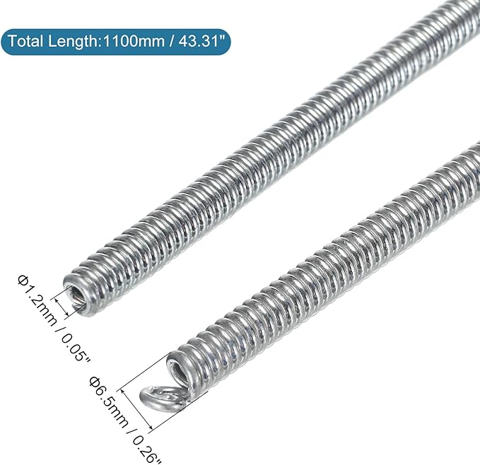 MECCANIXITY Spring Tube Bender OD 6.5mm/0.26" Steel Spring Pipe Copper Tubes 1100mm/43.31" Long for 3/8" Copper Pipe(10mm) in Home Renovations,Electrician Wiring Bending Pipe(insert-pipe use)