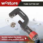 Wostore Tube Cutter Set Heavy Duty Pipe Cutter 3/16-2 Inch (5-50mm) O.D.tubing, Mini Tube Cutter 1/8 to 7/8 Inch (3-22mm), Deburring Tool For Copper, Aluminum, PVC Pipes