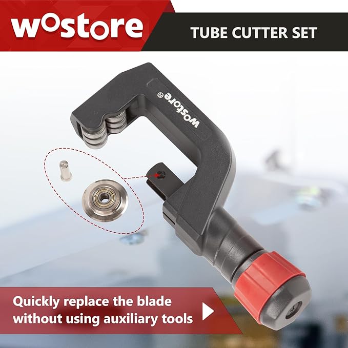 Wostore Tube Cutter Set Heavy Duty Pipe Cutter 3/16-2 Inch (5-50mm) O.D.tubing, Mini Tube Cutter 1/8 to 7/8 Inch (3-22mm), Deburring Tool For Copper, Aluminum, PVC Pipes