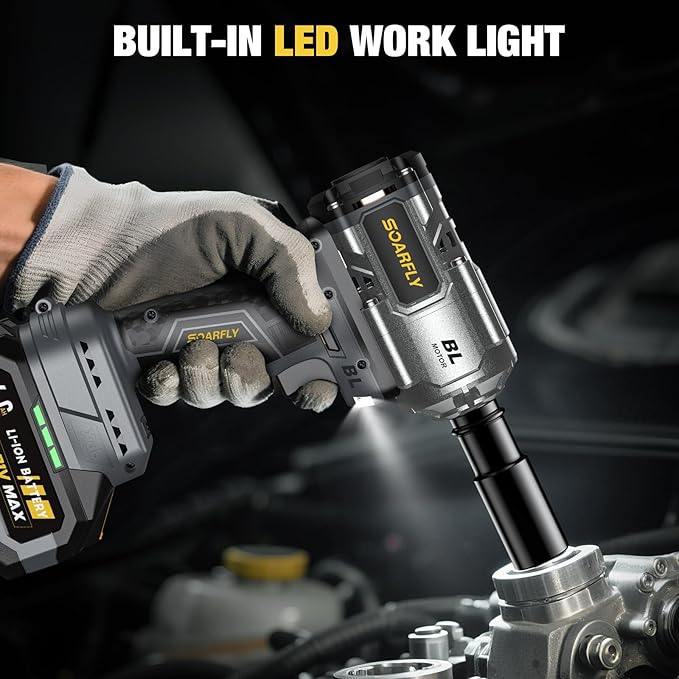 Upgraded Cordless Impact Wrench 1/2", 900 Ft-lbs (1200 Nm) Brushless Impact Gun, 21V High Torque Impact Driver with 2x 4.0Ah Batteries, Variable Speed for Car, Truck, Workshop, Heavy-Duty Jobs