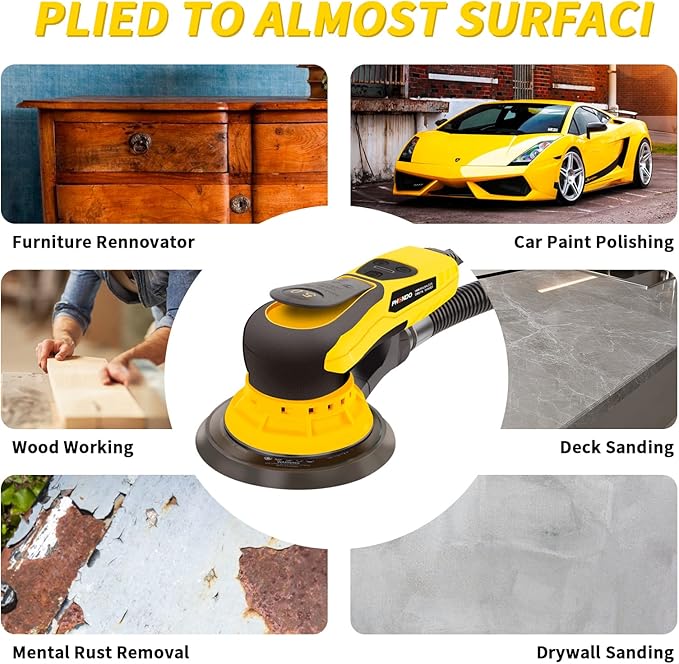 Electric Random Orbital Sander Brushless 350W 3A Multi-function Variable Speed Corded Orbital Sanders Machine For Woodworking, Car, Drywall Sanding, Polishing…