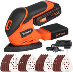 20V 1.3Ah Cordless Sander, Detail Sanders, 20Pcs Sandpapers,12000 RPM Sanders with Dust Collection System for Tight Spaces Sanding in Home Decoration, Battery and Charger Included