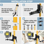Telescoping Laser Level Pole with Tripod, 13.8Ft./4.2M with 1/4-Inch by 20-Inch Laser Mount for Rotary and Line Laser Level, 5/8"-11 Adapter Nut Included