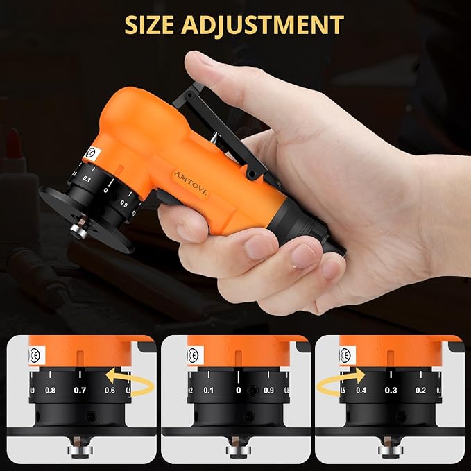 AMTOVL Air Chamfer Tool - Mini Pneumatic Chamfering Machine, 30000 RPM Pneumatic Chamfering Tool, 45 Degree Air Beveling Machine with 1/4 Inch Air Inlet for Metal, Wood, Acrylic Deburring (Orange)