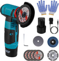Cordless Angle Grinder Set, 12V 3inch Mini Electric Angle Grinding Tool with 2Pcs 1100mAh Batteries and 7-Cutting Discs, 19000RPM Electric Grinding Tool Handheld Cutter for Metal Wood