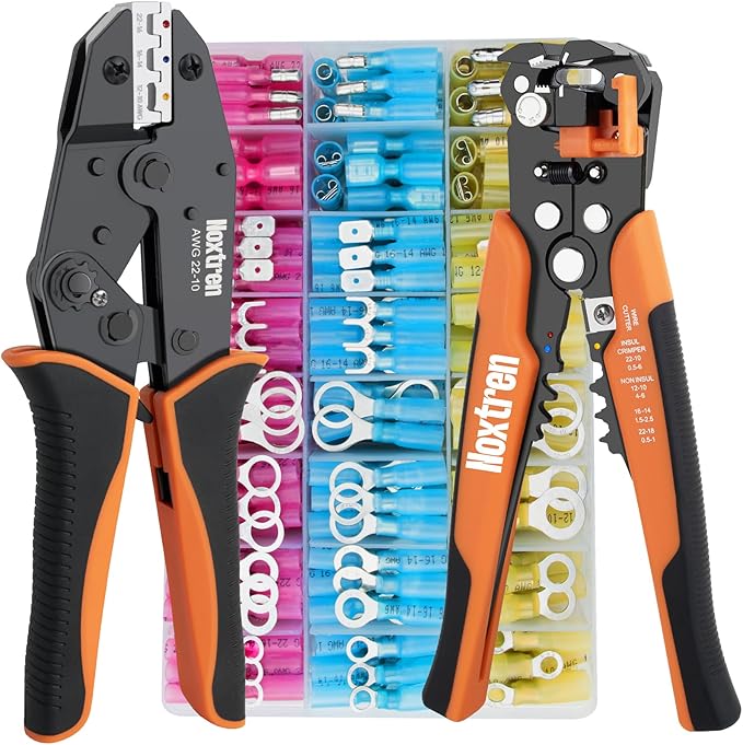 Crimping Tool For Heat Shrink Connectors, 310PCS AWG 22-10 Waterproof Automotive Marine Grade Heat Shrink Wire Connectors and Wire Stripper