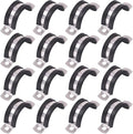 Glarks 16Pcs 25MM 2 Hole U-Tube Strap Clamp Set 304 Stainless Steel Rubber Cushion Rigid Pipe Strap U Bracket Tube Strap Assortment Kit For Pipe Tube Fixing (25mm)