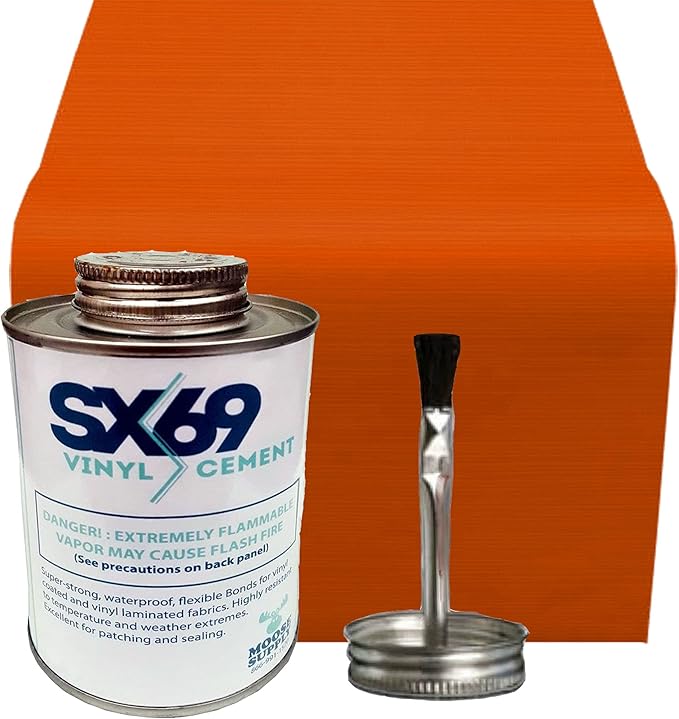 SX 69 Vinyl Repair Kit | Inflatable Bounce House Repair Kit | Includes 8 Ounce Adhesive and Vinyl Roll | for Flexible, Waterproof Repairs of Tears, Punctures, and Holes