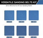 4x24 Inch Sanding Belts 18 Pcs 6 Grits Sizes (3 Each of 60/80/120/150/240/400 Grits) Heavy Duty Belt Sander Zirconia Belt Sander Paper for Wood, Metal, Stainless Steel, Cars, and Furniture